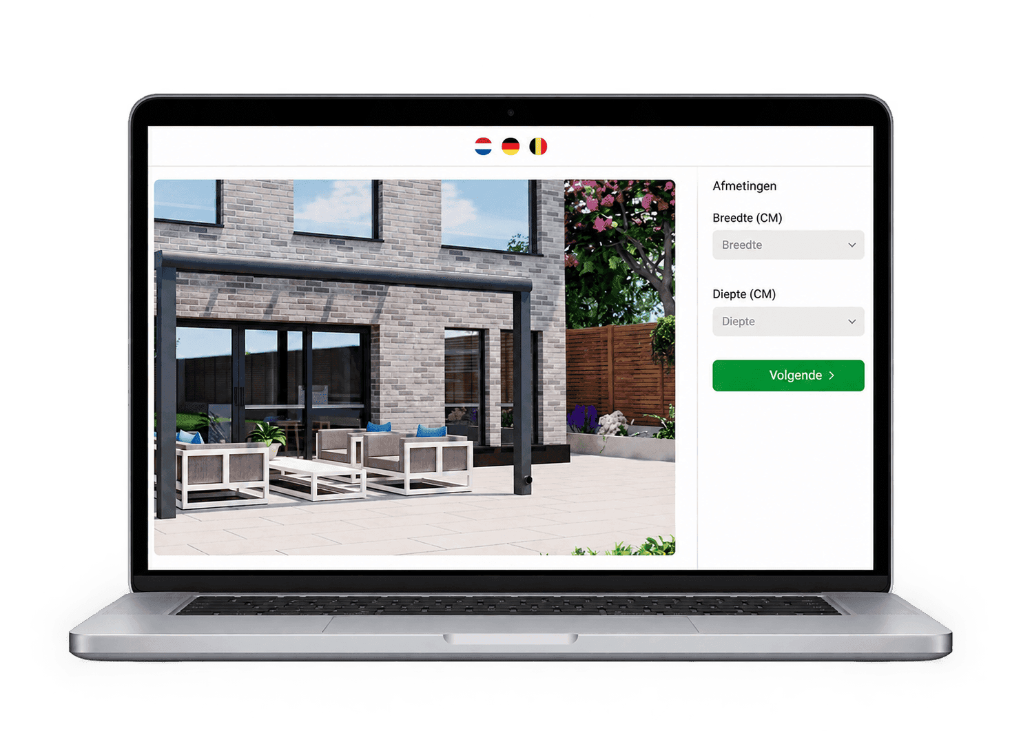 De veranda configurator op een computerscherm