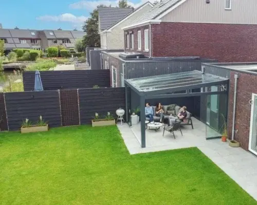 Canopy with a glass roof, photographed from above
