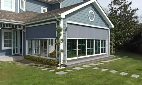 Partially open sun-shading screens for conservatories